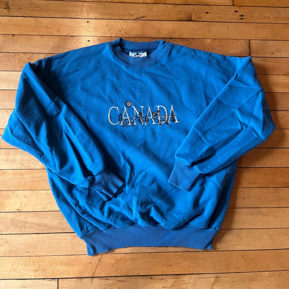 Green Embroidered Canada Crewneck